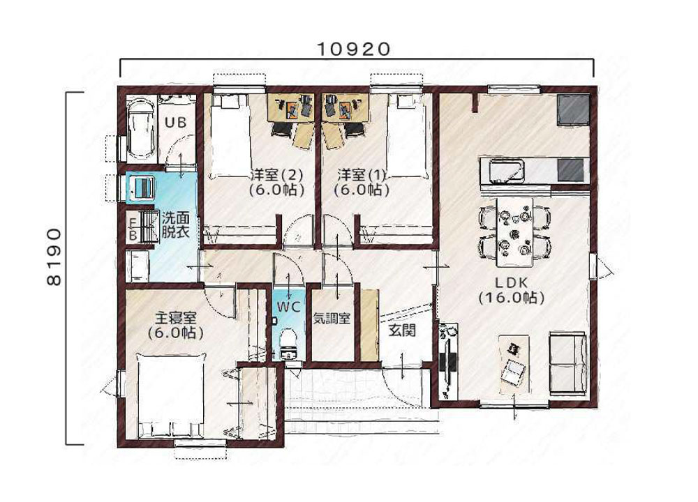 平屋24坪　3LDKイメージ2